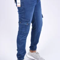Jean cargo coupe droite resserré aux chevilles – Bleu – Z-ara-ref-477