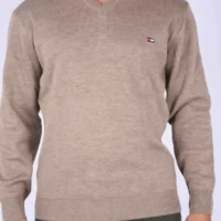 Tricot Homme Tommy En coton Doux Col V Ref-TM60V (Caramel) - Image 3